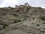 Tibet Kailash 07 Manasarovar 09 Gossul Gompa Outside Gossul Gompa sits on top of a cliff just north of the southwestern corner of Lake Manasarovar. It is best known as the place where the great Kagyupa saint Gotsangpa meditated.